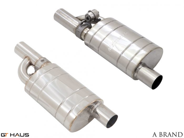 Premium A-Brand universal exhaust system featuring polished stainless steel construction and adjustable valve control.
