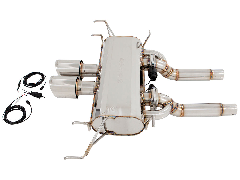 Premium performance exhaust system for 2011-2015 Cadillac CTS-V Coupe, featuring stainless steel construction and electronic valve control.