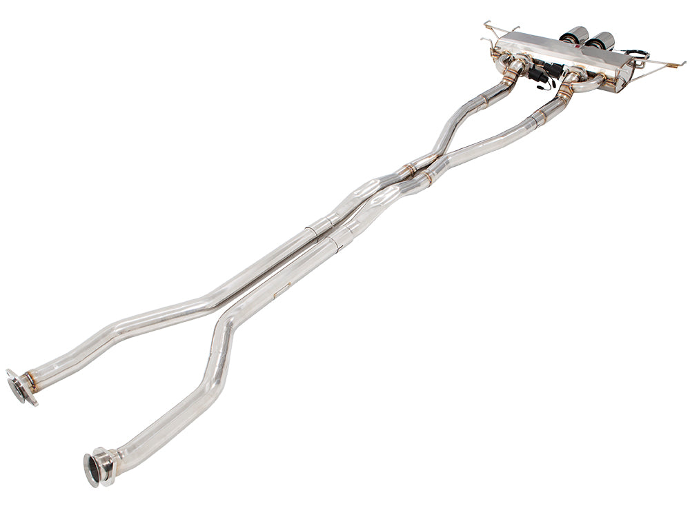 Premium stainless steel exhaust system for Cadillac CTS-V Coupe 2011-2015, featuring electronic valve control for enhanced performance.