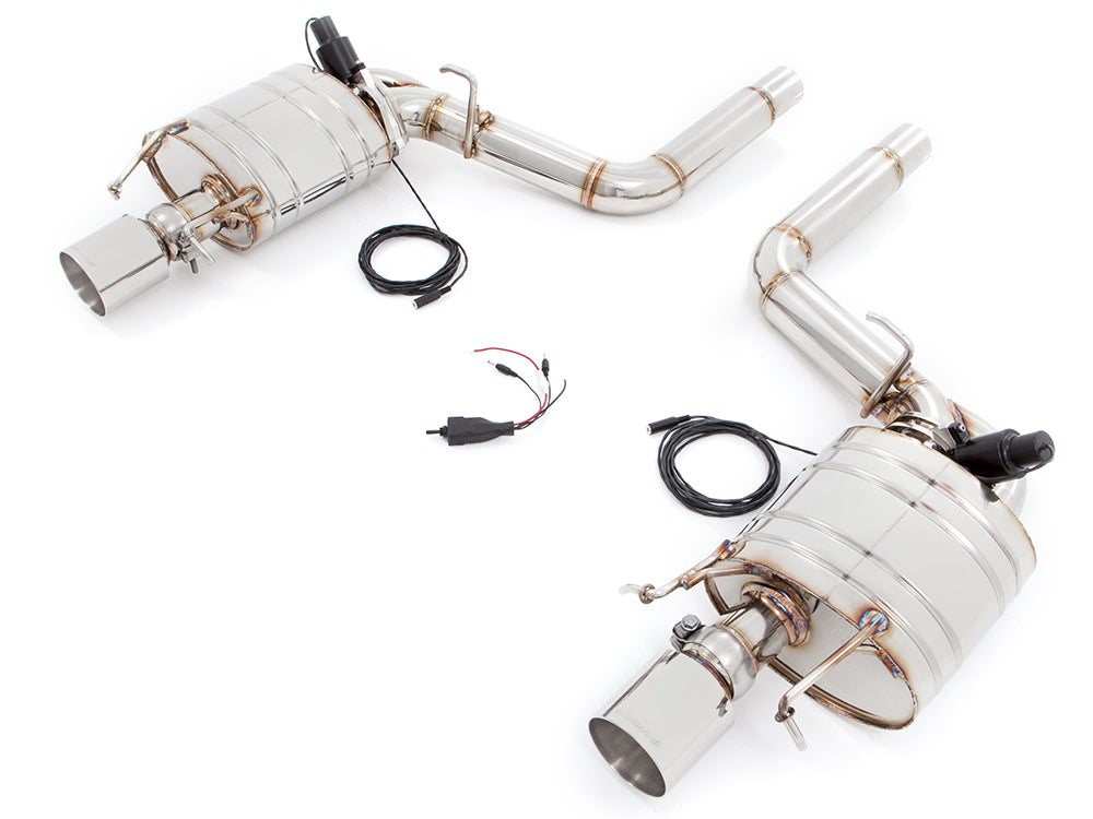 Premium performance exhaust system for Cadillac CTS-V Sedan and Wagon (2008-2015) with electronic valve control.