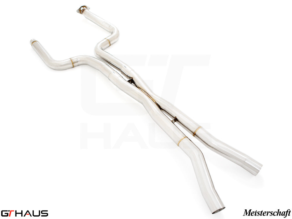 Chevrolet Camaro 2016+ full cat-back X-pipe with LSR mid resonator delete pipes, crafted from high-quality stainless steel.