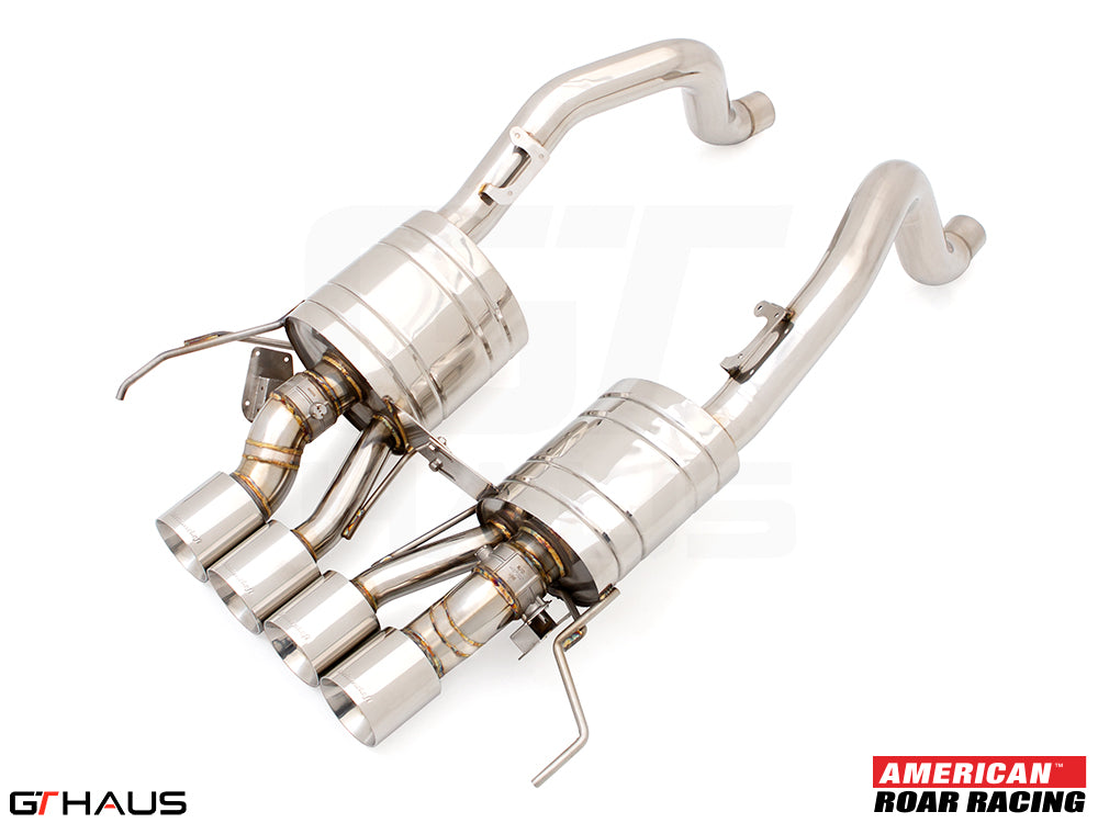 Premium performance exhaust system for Chevrolet Corvette C7 Stingray V8 coupe and convertible, featuring stainless steel construction.