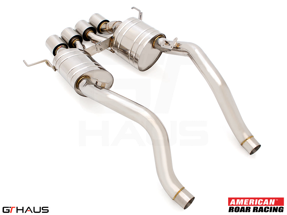 Premium performance exhaust system for 2015-2019 Chevrolet Corvette C7 Z06 V8, featuring stainless steel construction and dual tips.