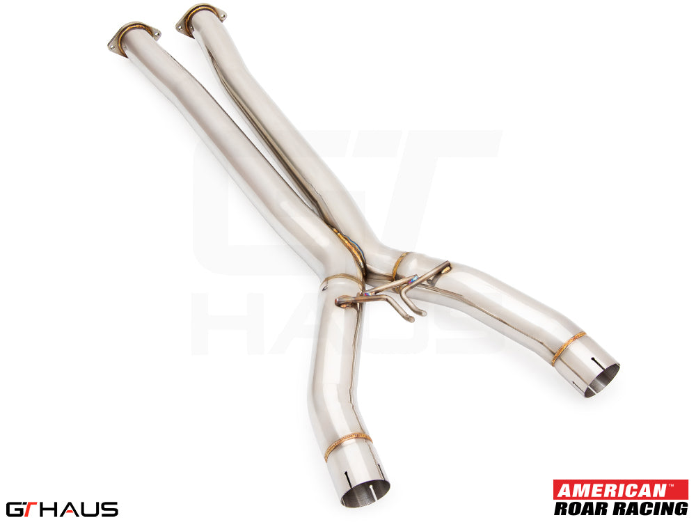 Full cat-back X-pipe for 2019 Chevrolet Corvette C7 ZR1 featuring LSR mid resonator delete pipes in polished stainless steel.