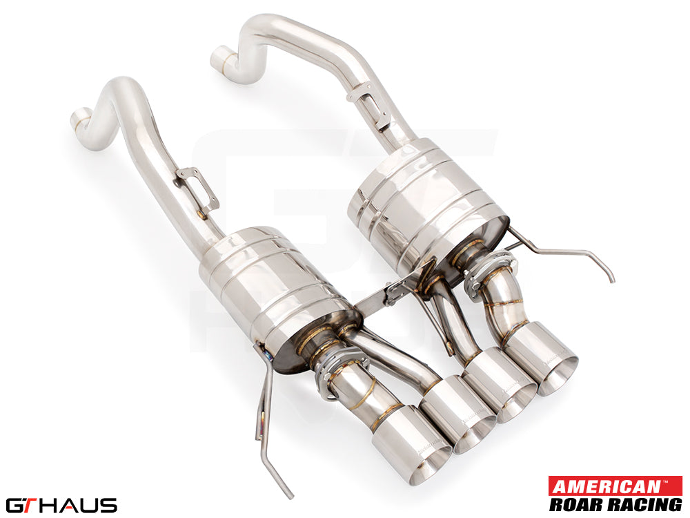 High-performance exhaust system for 2019 Chevrolet Corvette C7 ZR1, featuring stainless steel construction and dual tips.
