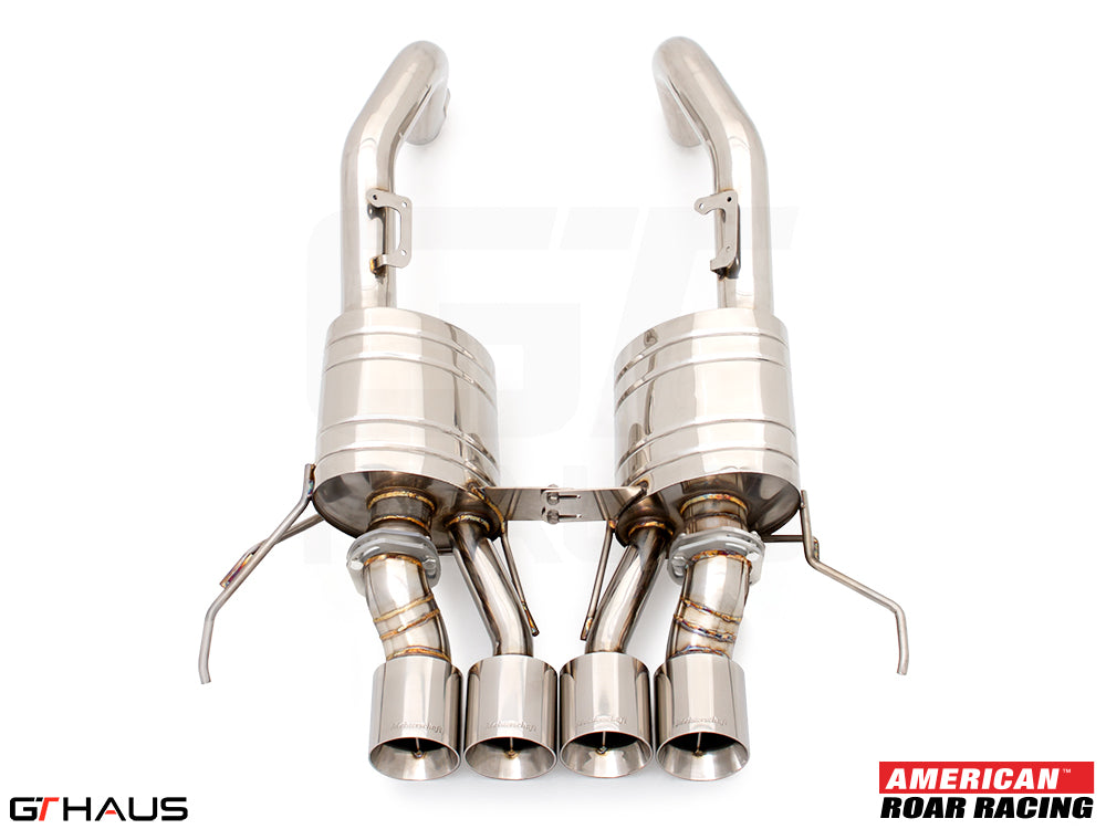 Premium exhaust system for 2019 Chevrolet Corvette C7 ZR1, featuring stainless steel construction and quad tips.