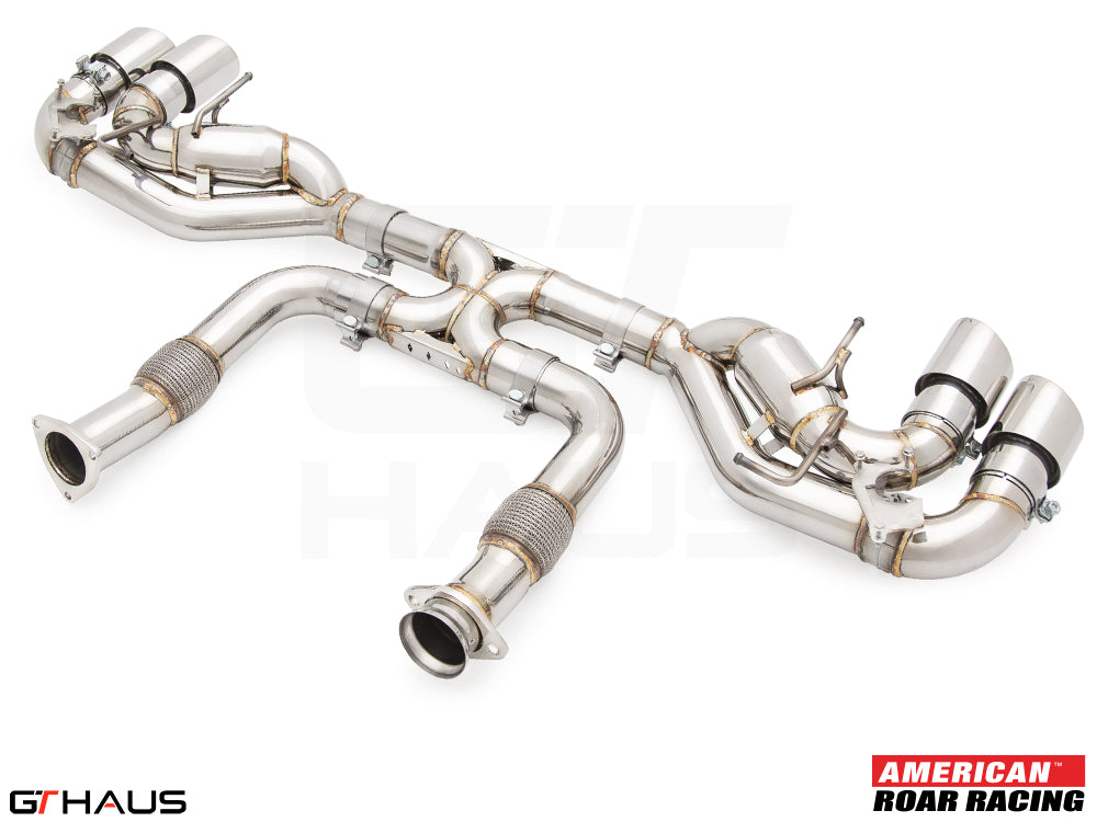 Premium stainless steel exhaust system for Chevrolet Corvette C8 Stingray/E-Ray V8, enhancing performance and sound.