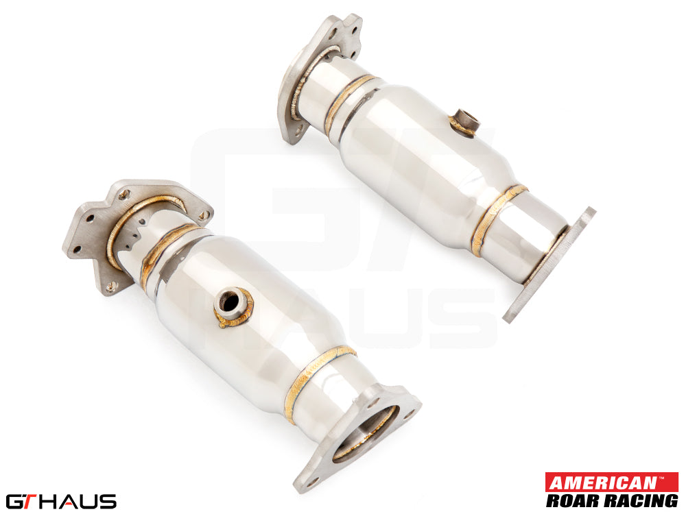 High-performance down pipes for 2020+ Chevrolet Corvette C8, featuring OBD2 compatibility and 400 CEL sport cats.