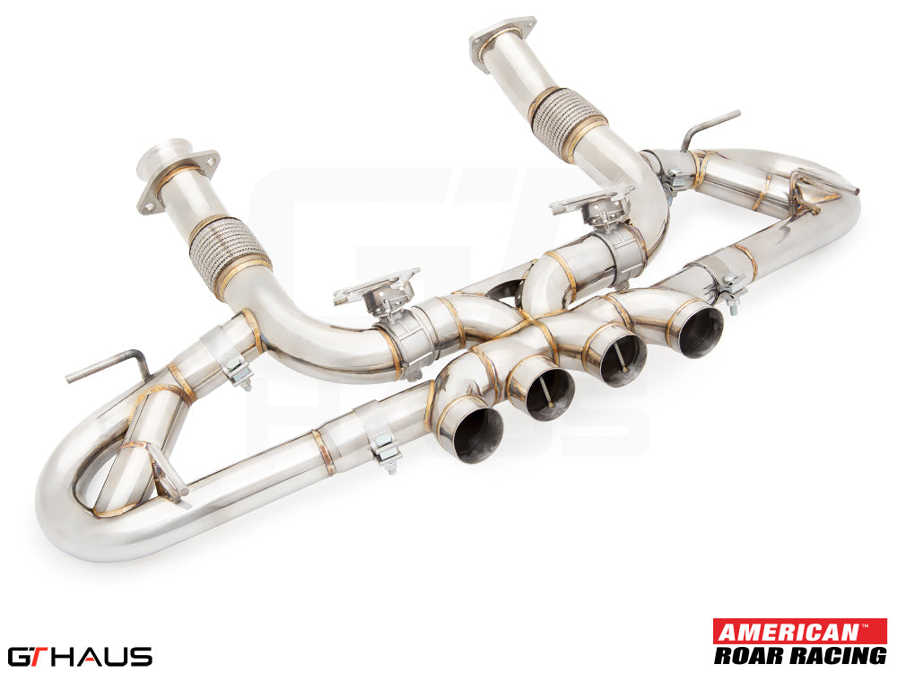 Premium performance exhaust system for 2023+ Chevrolet Corvette C8 Z06, featuring stainless steel construction and electronic valve control.