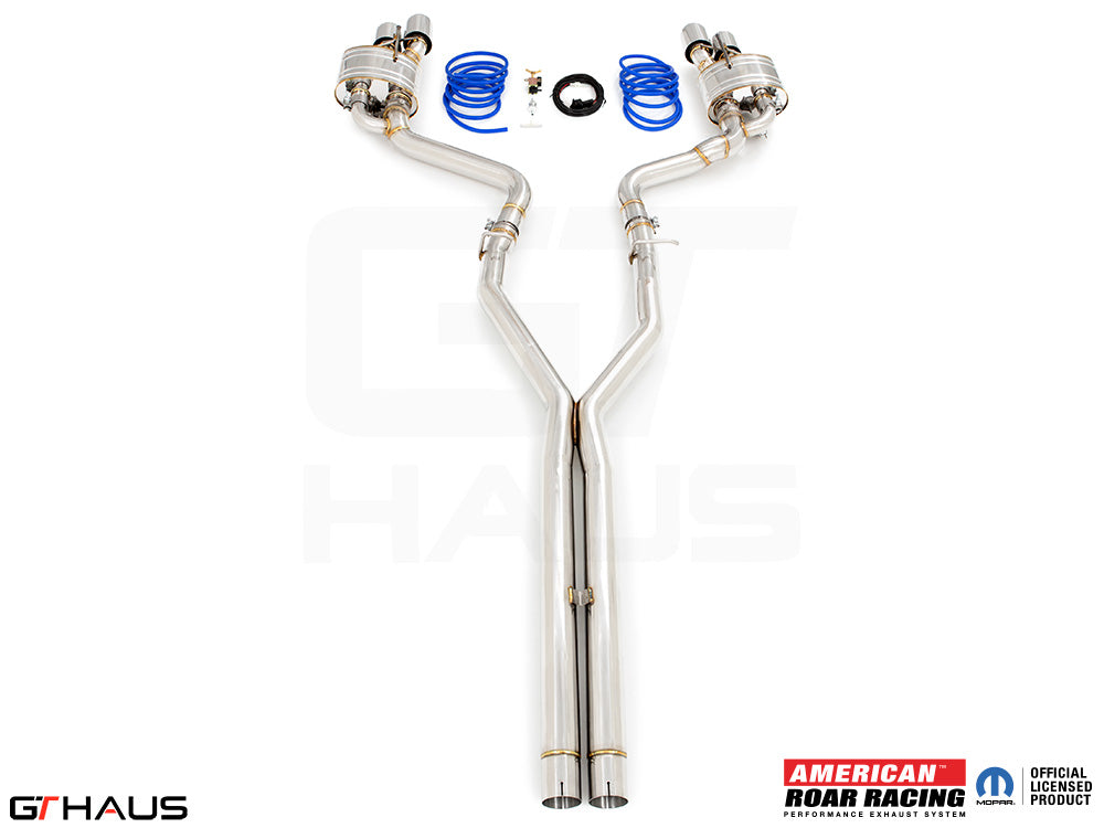 Premium performance exhaust system for Dodge Challenger DEMON/Redeye/Jail Break, featuring stainless steel construction and electronic valve control.