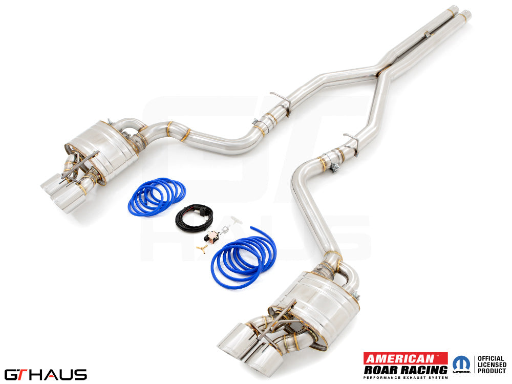 Premium exhaust system for Dodge Challenger DEMON/Redeye/Jail Break (2017+) with electronic valve control and stainless steel construction.