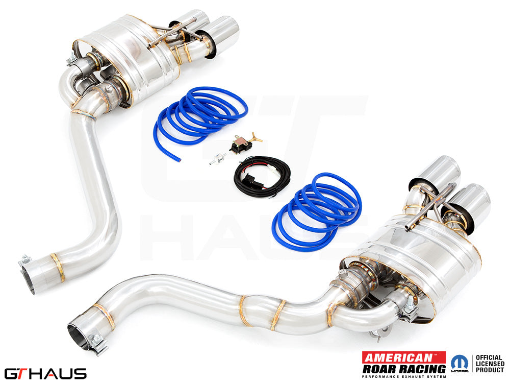 Premium exhaust system for Dodge Challenger DEMON/Redeye/Jail Break (2017+) with electronic valve control and stainless steel design.