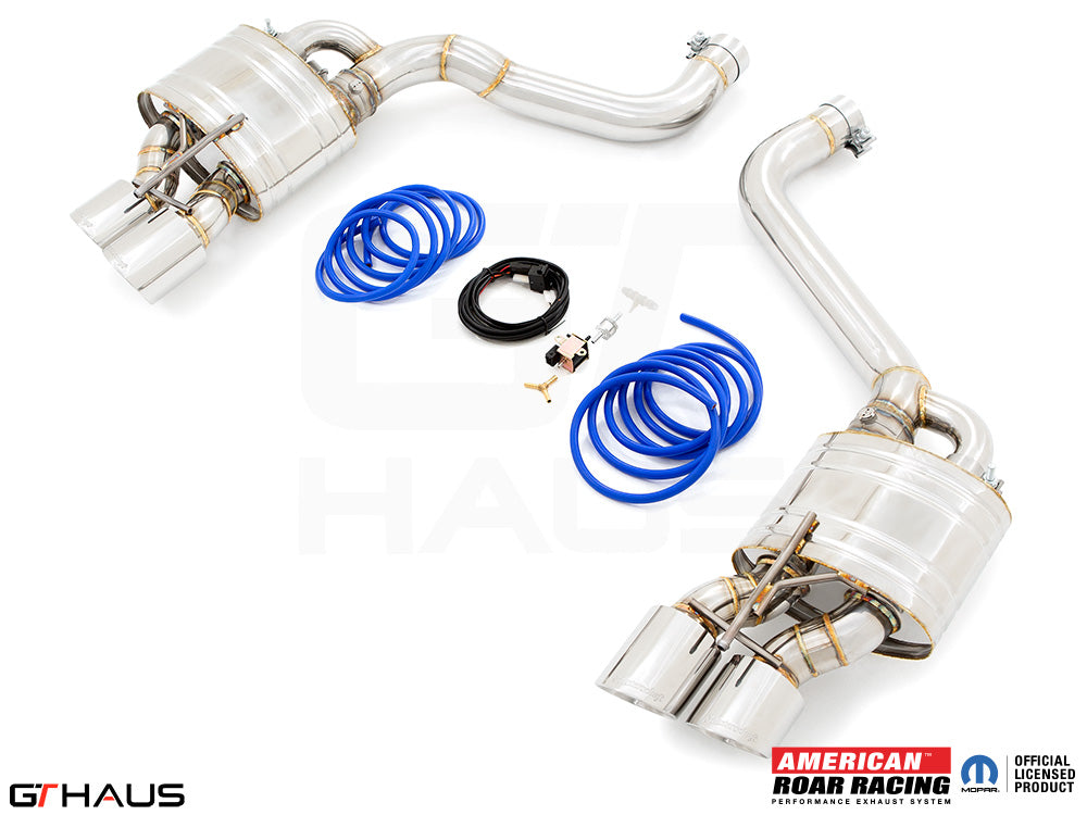 Premium performance exhaust system for Dodge Challenger DEMON/Redeye/Jail Break, featuring stainless steel construction and electronic valve control.