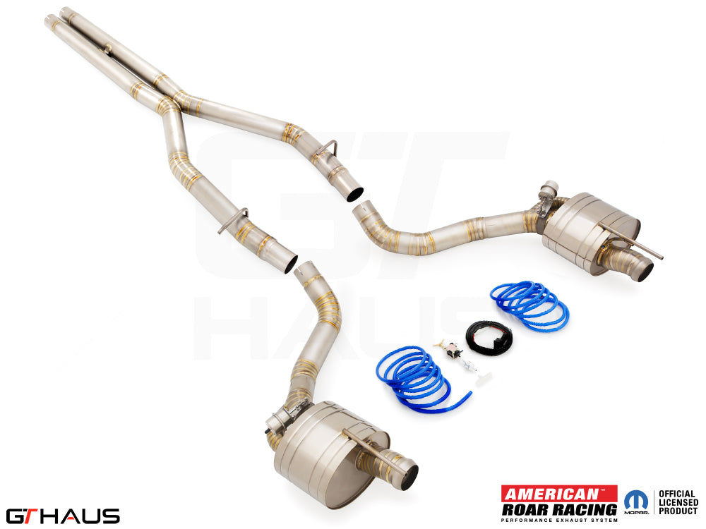 Premium performance exhaust system for Dodge Challenger DEMON/Redeye/Jail Break, featuring stainless steel construction and valve control.