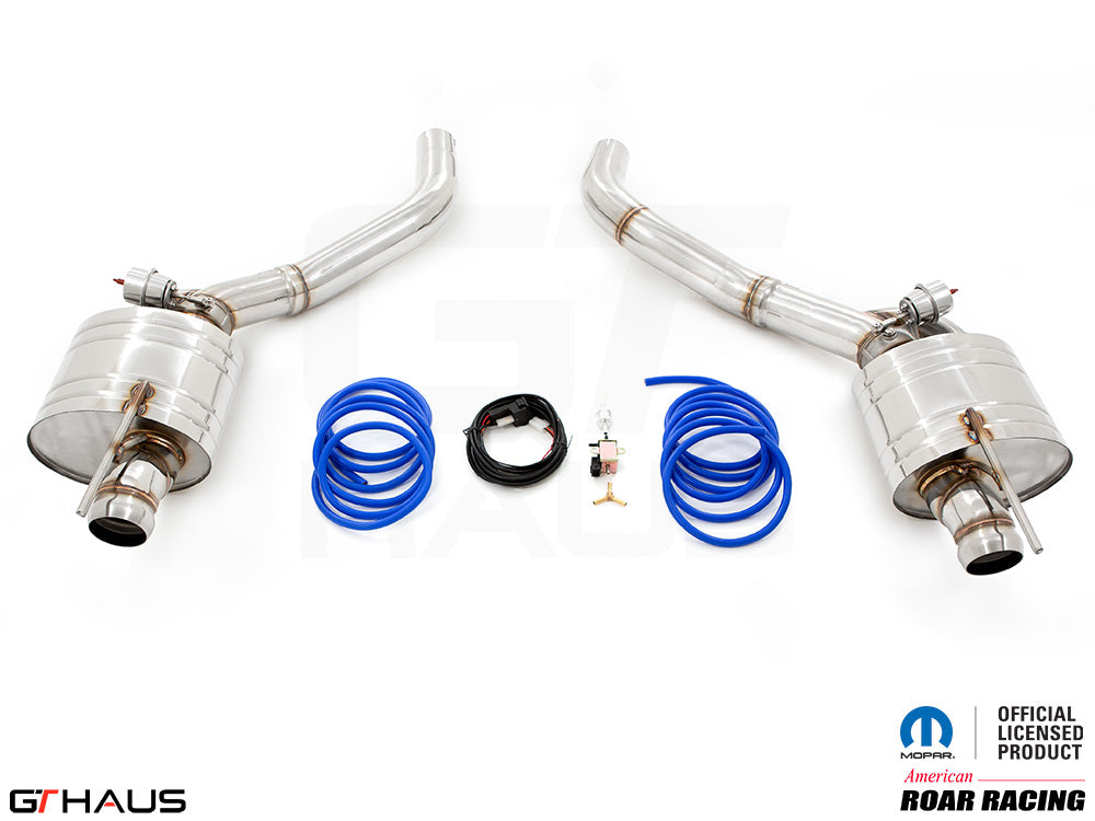 Premium exhaust system for 2015+ Dodge Challenger SRT8, Scat-pack, and Hellcat 707 with electronic valve control.