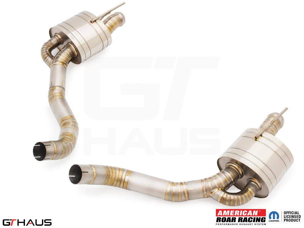 Premium performance exhaust system for Dodge Challenger SRT8, Scat-pack, and Hellcat 707, featuring stainless steel construction.