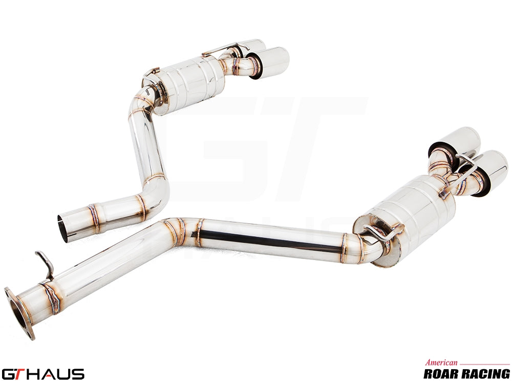 Premium performance exhaust system for 2008-2014 Dodge Challenger SRT8 with 6.1/6.4 HEMI V8, featuring stainless steel construction.