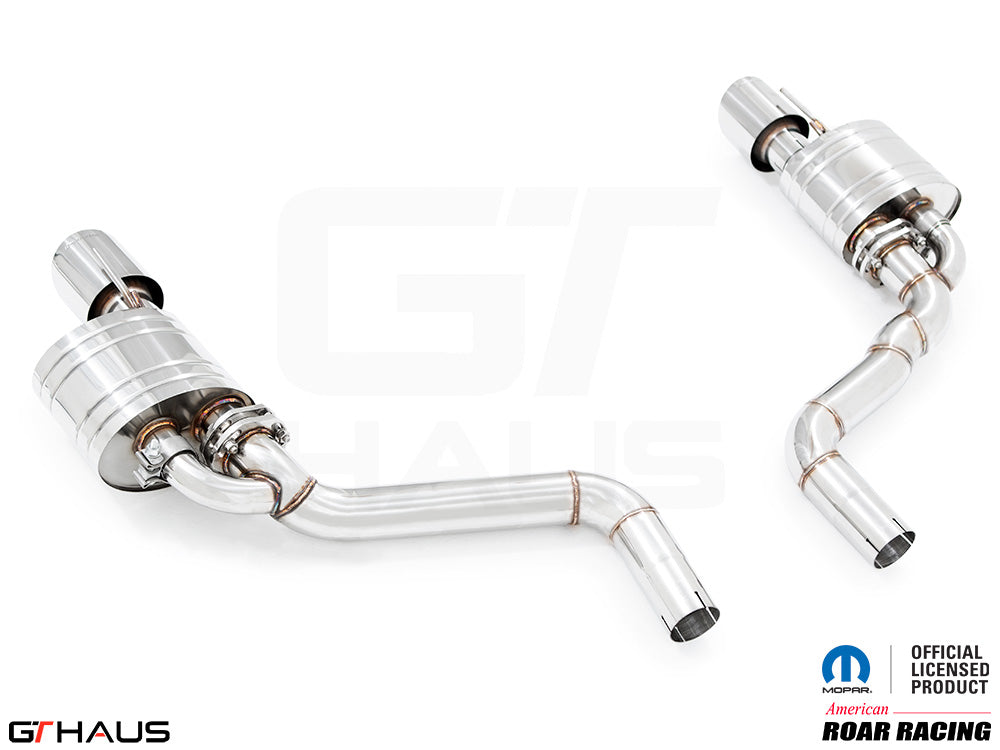 Premium performance exhaust system for Dodge Charger SRT8, Scat-pack, Hellcat 707, and Redeye models, featuring stainless steel construction.
