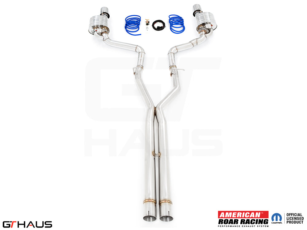 Premium performance exhaust system for 2011-2014 Dodge Charger SRT8 with 6.4 HEMI V8, featuring stainless steel construction.