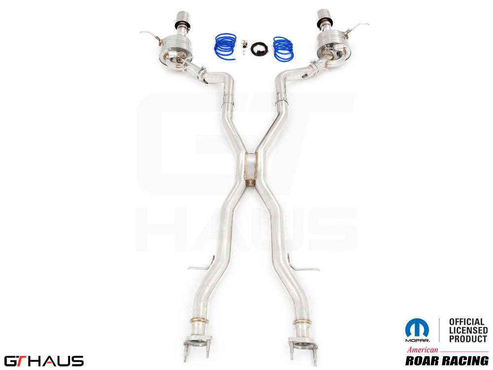 Premium performance exhaust system for 2021+ Dodge Durango Hellcat featuring stainless steel construction and electronic valves.