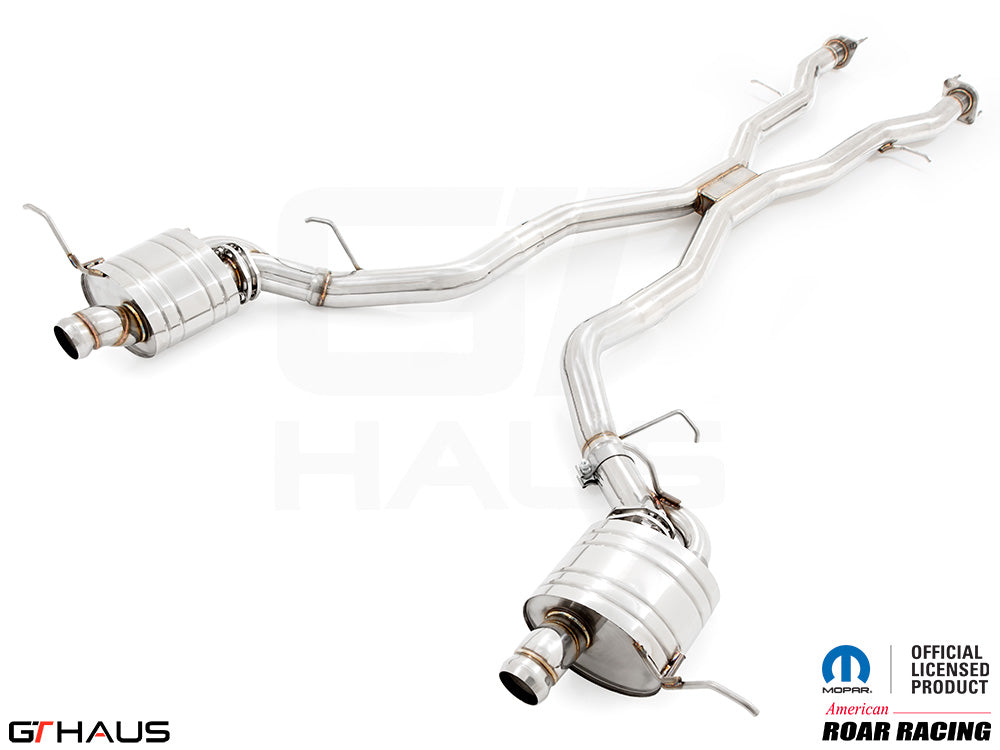 Premium performance exhaust system for 2021+ Dodge Durango Hellcat, featuring T304 stainless steel construction and dual tips.