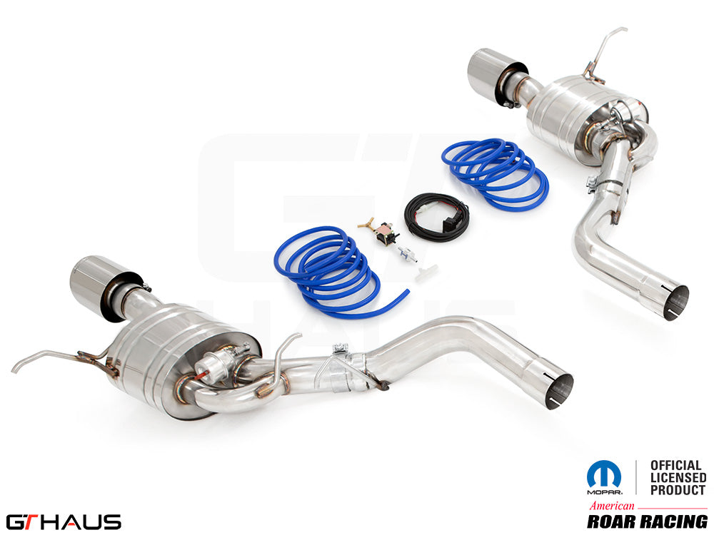 Premium performance exhaust system for 2012+ Dodge Durango R/T with 5.7 HEMI V8, featuring stainless steel construction.