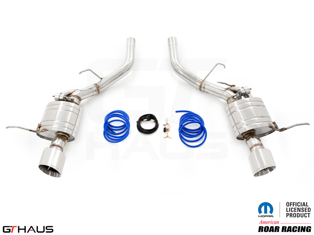 Premium performance exhaust system for 2012+ Dodge Durango R/T with 5.7 HEMI V8, featuring stainless steel construction.