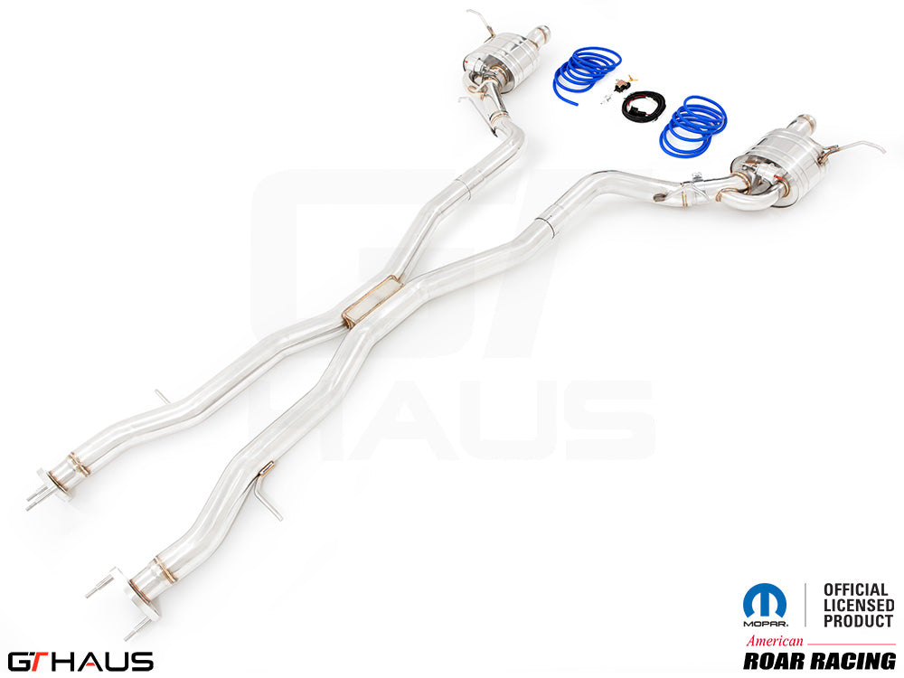 Premium exhaust system for 2012+ Dodge Durango R/T with 5.7 HEMI V8, featuring stainless steel construction and performance design.