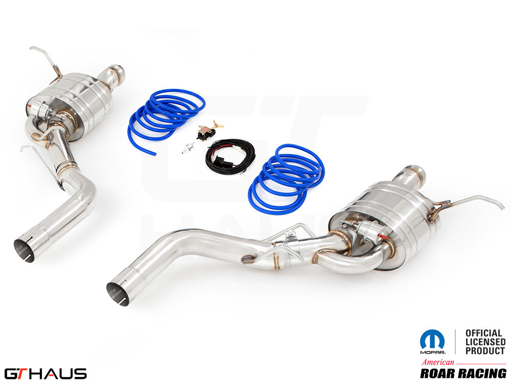 Premium performance exhaust system for 2012+ Dodge Durango R/T with 5.7 HEMI V8, featuring stainless steel construction.