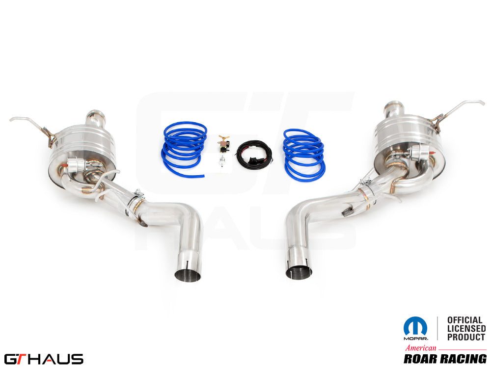 Premium performance exhaust system for 2012+ Dodge Durango R/T with 5.7 HEMI V8, featuring stainless steel construction.