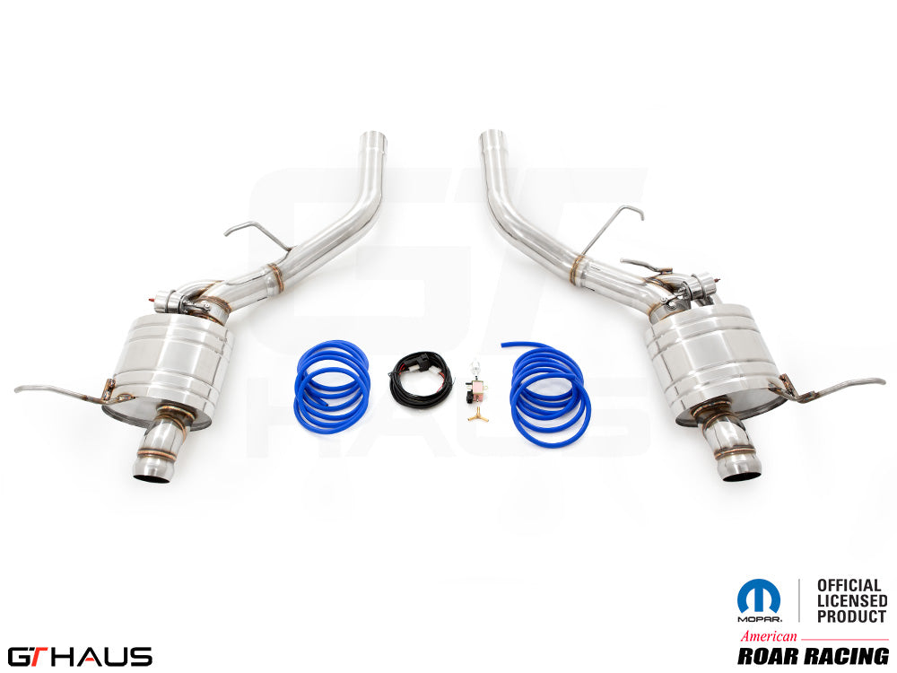 Premium performance exhaust system for 2012+ Dodge Durango R/T with 5.7 HEMI V8, featuring stainless steel construction.