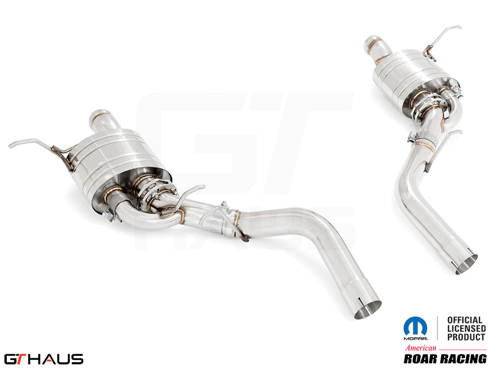 Premium performance exhaust system for 2012+ Dodge Durango R/T with 5.7 HEMI V8, featuring stainless steel construction.