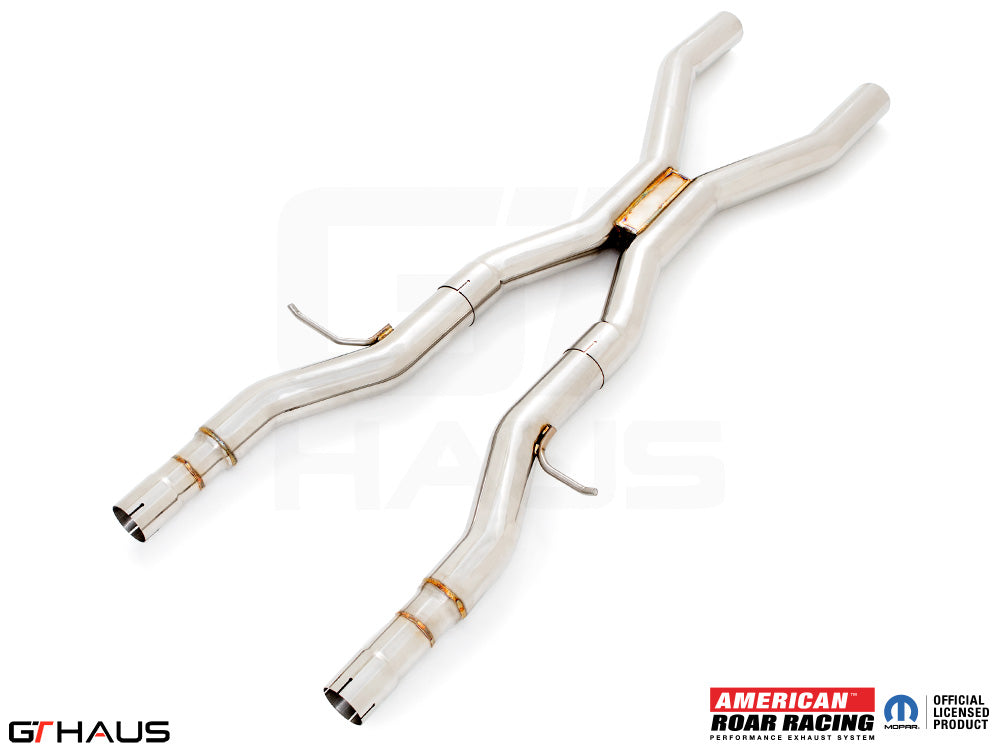 Stainless steel catback X-pipe resonator delete section for 2017+ Dodge Durango SRT8 with 6.4 HEMI V8 engine.