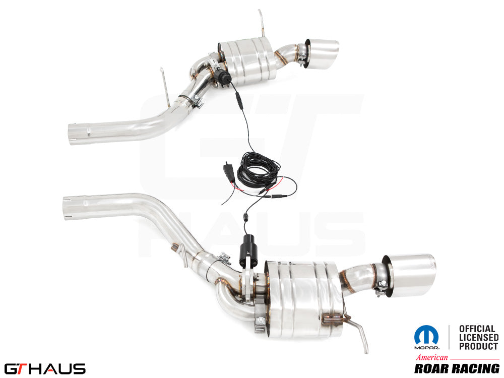 Premium performance exhaust system for 2017+ Dodge Durango SRT8 featuring T304 stainless steel and electronic valve control.