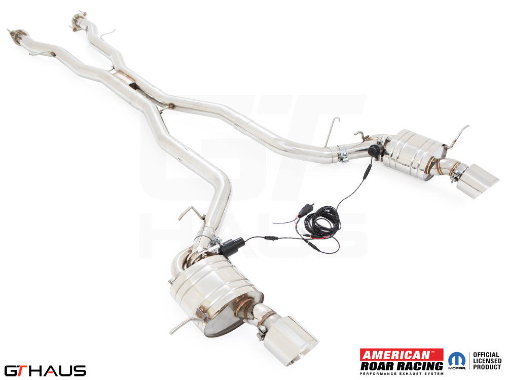 Premium performance exhaust system for 2017+ Dodge Durango SRT8 with 6.4 HEMI V8, featuring stainless steel construction.