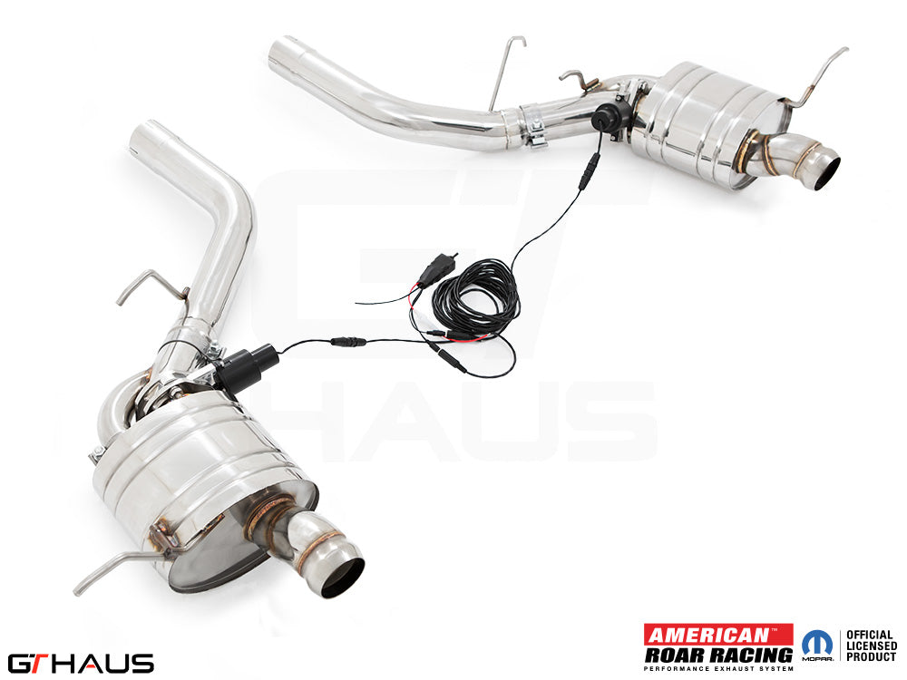 Premium exhaust system for 2017+ Dodge Durango SRT8 featuring dual tips and electronic valve control.