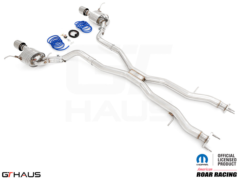 Premium exhaust system for 2017+ Dodge Durango SRT8 with 6.4 HEMI V8, featuring stainless steel construction and valve control.