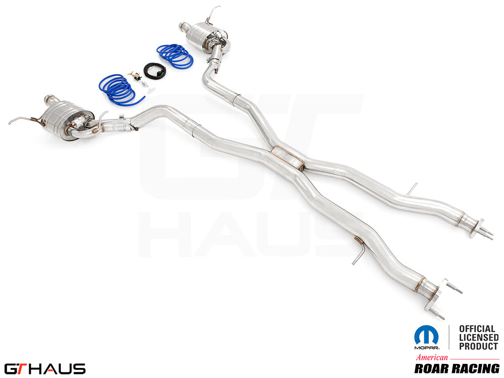 Premium performance exhaust system for 2017+ Dodge Durango SRT8 with 6.4 HEMI V8, featuring stainless steel construction.