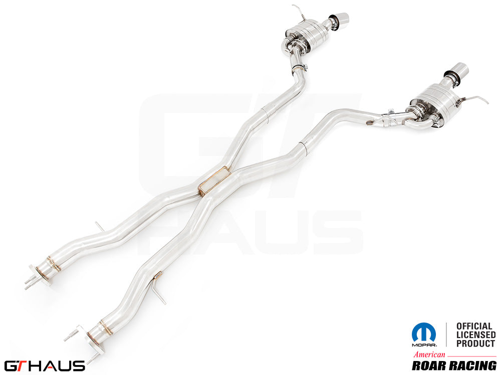 Premium stainless steel exhaust system for 2017+ Dodge Durango SRT8 with 6.4 HEMI V8, featuring dual electronic valves.