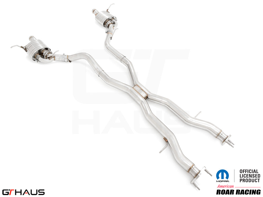 Premium performance exhaust system for 2017+ Dodge Durango SRT8 with 6.4 HEMI V8, featuring stainless steel construction.