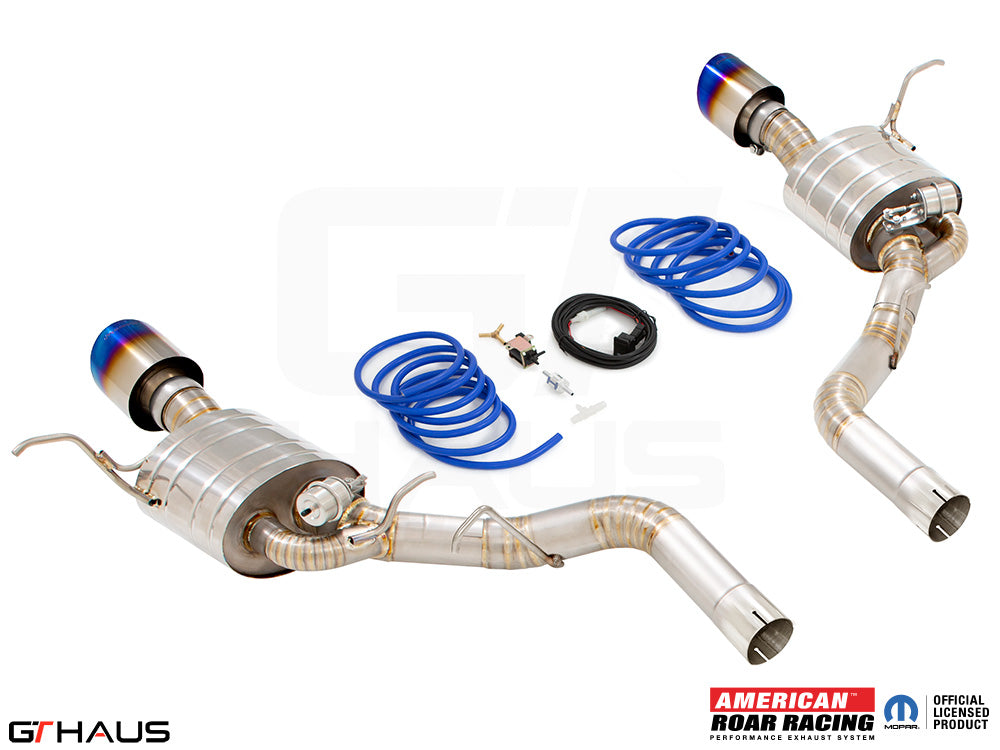 Premium performance exhaust system for 2017+ Dodge Durango SRT8 with 6.4 HEMI V8, featuring stainless steel construction and electronic valve control.