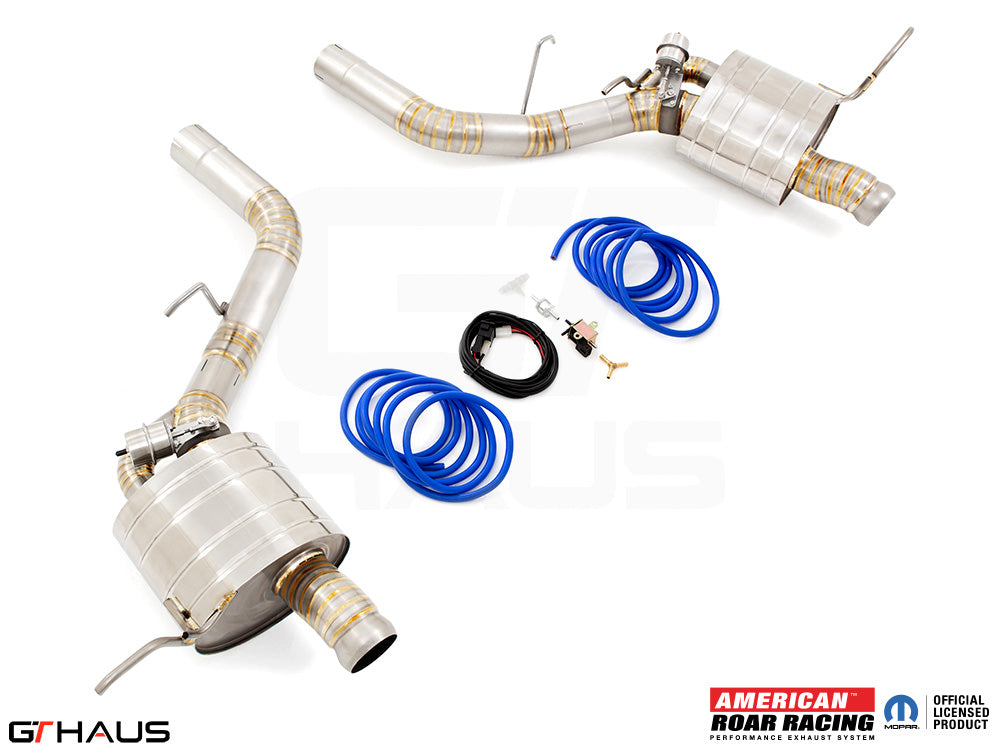 Premium performance exhaust system for 2017+ Dodge Durango SRT8 with 6.4 HEMI V8, featuring stainless steel construction and electronic valve control.