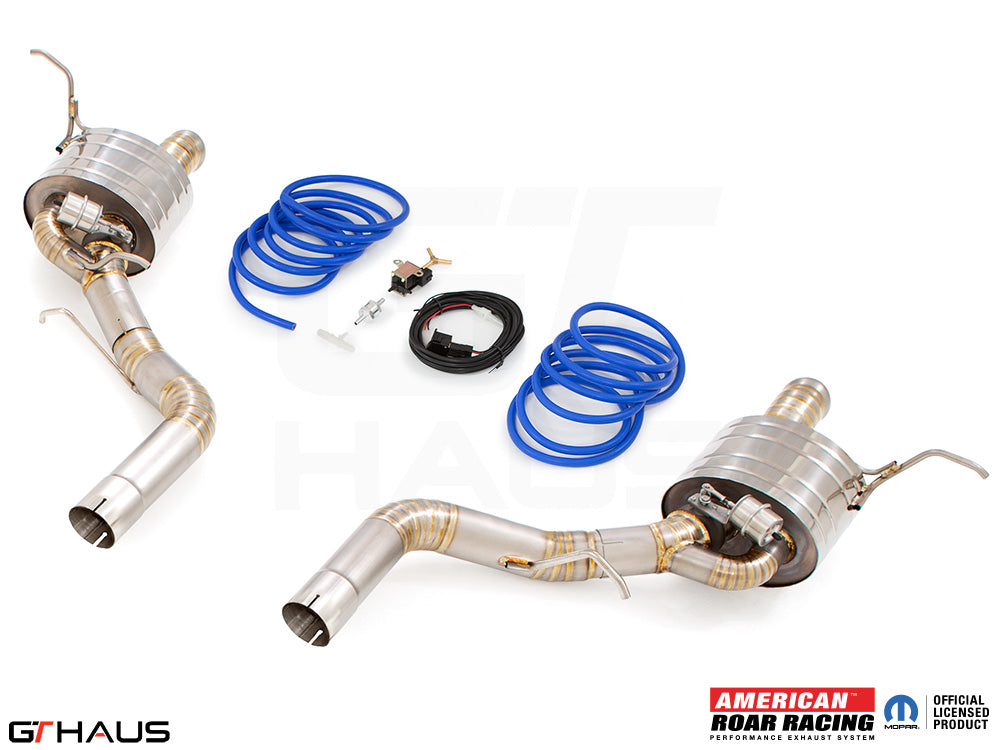 Premium performance exhaust system for 2017+ Dodge Durango SRT8 with 6.4 HEMI V8, featuring electronic valve control.