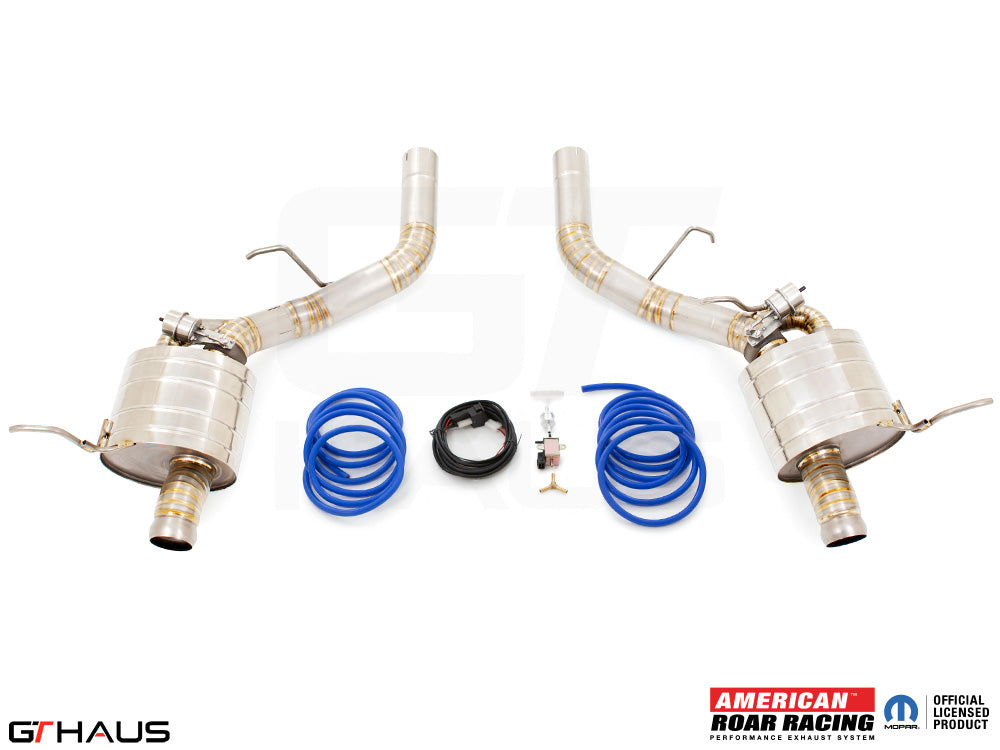 Premium performance exhaust system for 2017+ Dodge Durango SRT8 with 6.4 HEMI V8, featuring stainless steel construction.