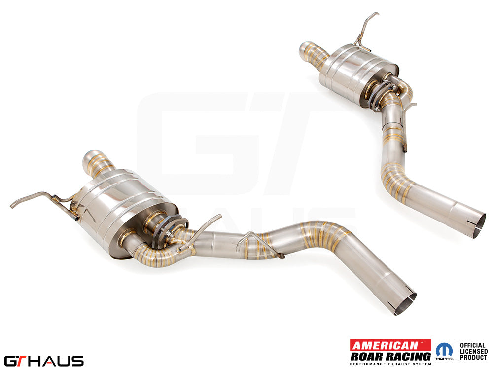 Premium performance exhaust system for 2017+ Dodge Durango SRT8 with 6.4 HEMI V8, featuring stainless steel construction.