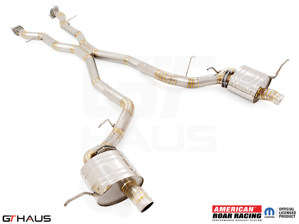 Premium performance exhaust system for 2017+ Dodge Durango SRT8 with 6.4 HEMI V8, featuring stainless steel construction.