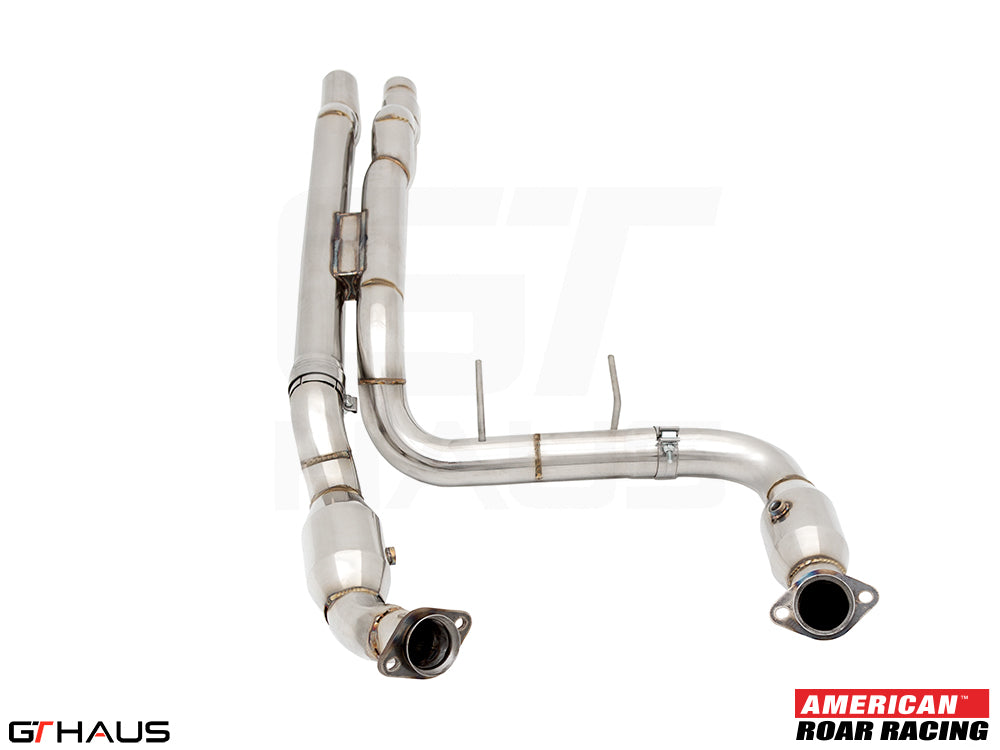 Ford F-150 Raptor R 2023+ down pipes with OBD2 and 400 CEL sport cats for enhanced exhaust performance.
