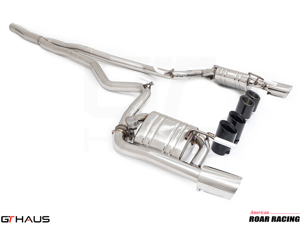 Premium exhaust system for 2015-2017 Ford Mustang GT 5.0L, featuring stainless steel construction and performance design.
