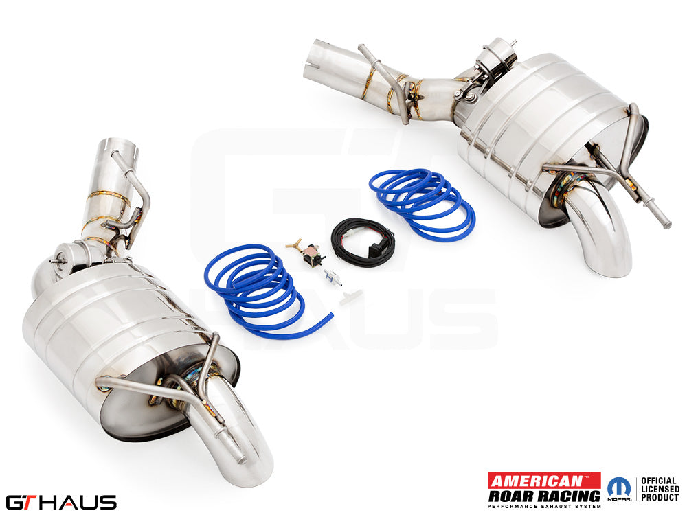 Premium exhaust system for 2020+ Jeep Grand Wagoneer 6.4 V8, featuring stainless steel construction and performance enhancements.