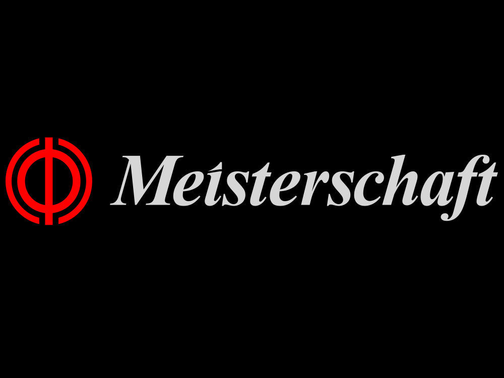 Meisterschaft Icon Decal set featuring a bold red logo on a transparent background for automotive enthusiasts.